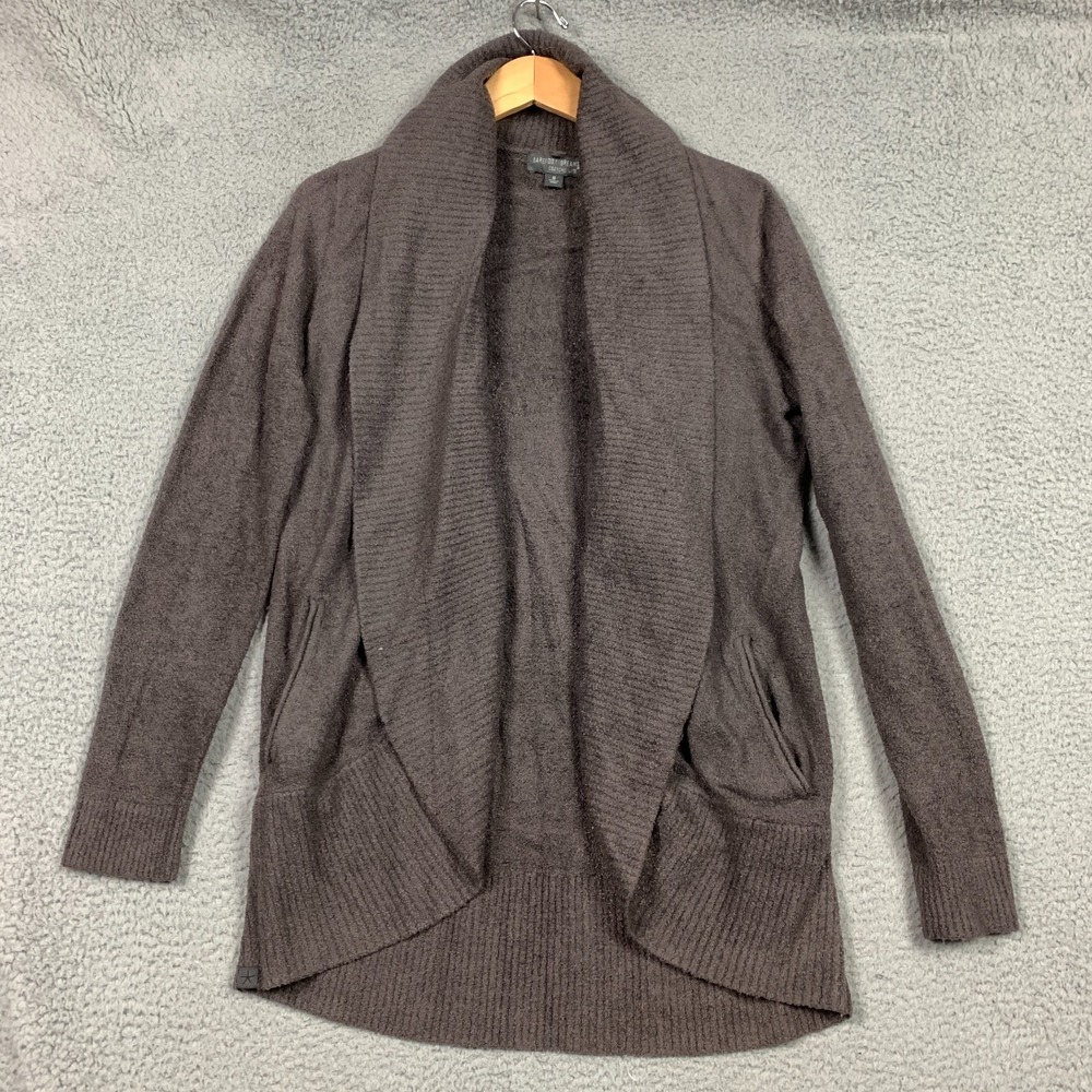 Barefoot Dreams Circle Cardigan Women's Medium Gray Brown CozyChic Lite Sweater